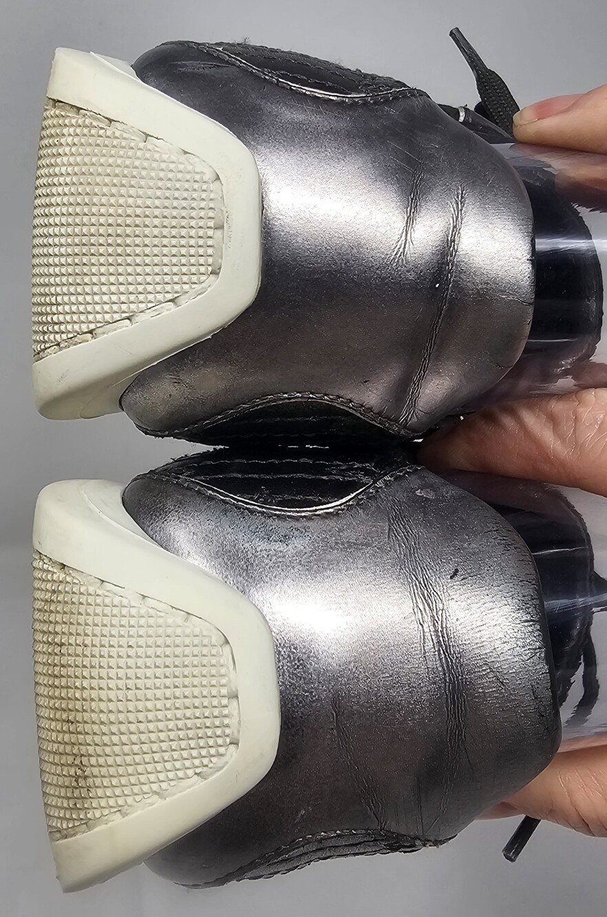 Louis Vuitton Silver Metallic Monogram Tennis Stitch Sneakers Sz EU 36.5 US 6.5 - Picture 8 of 15